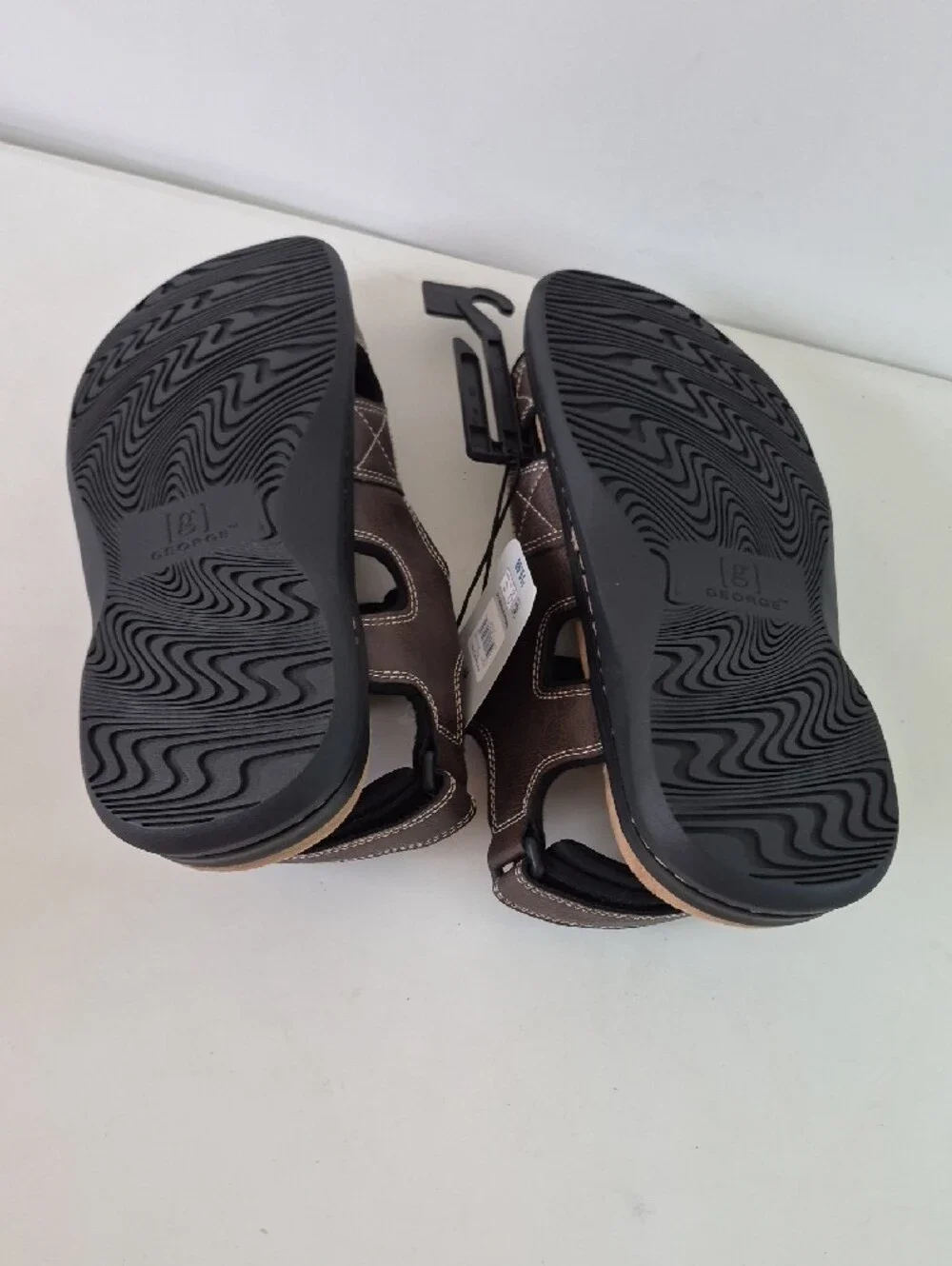 George Men's Brown & Black Adjustable Strap Sandals Size 11